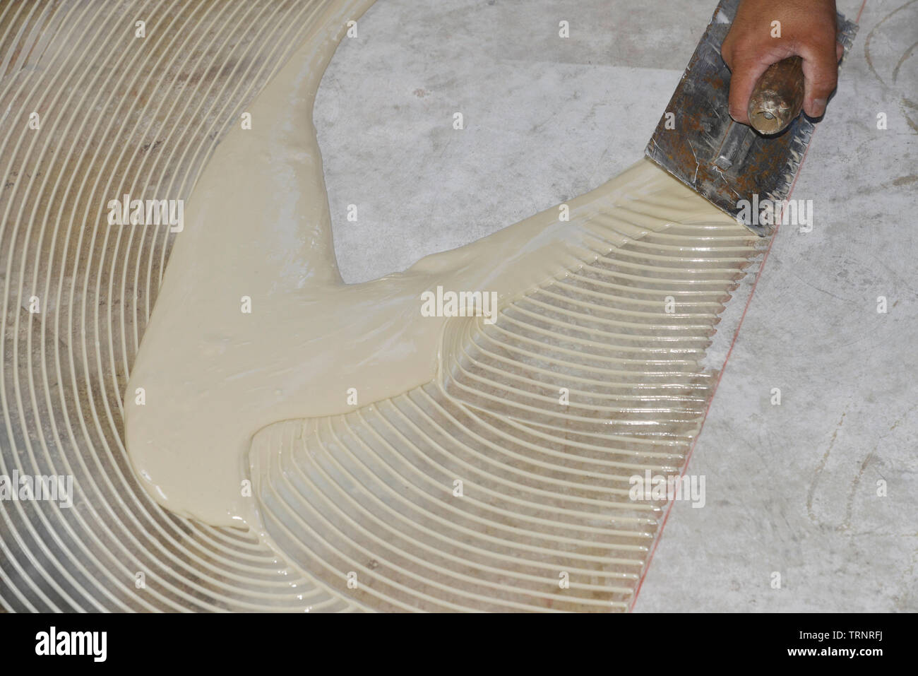 Installation d'un nouveau parquet Banque D'Images