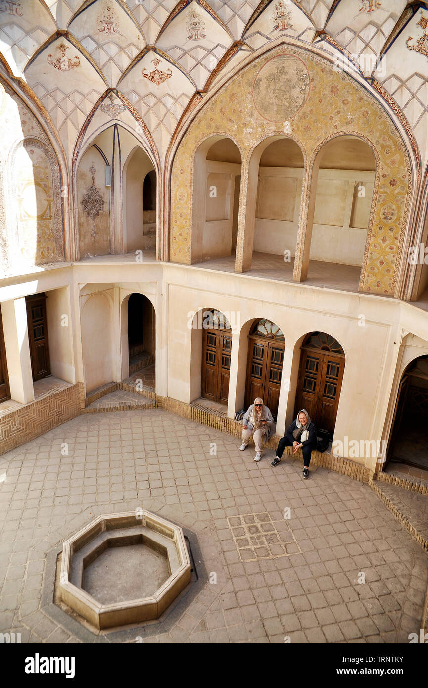 L'Tabatabaei au sein House, une maison historique à Kashan, Iran. Banque D'Images