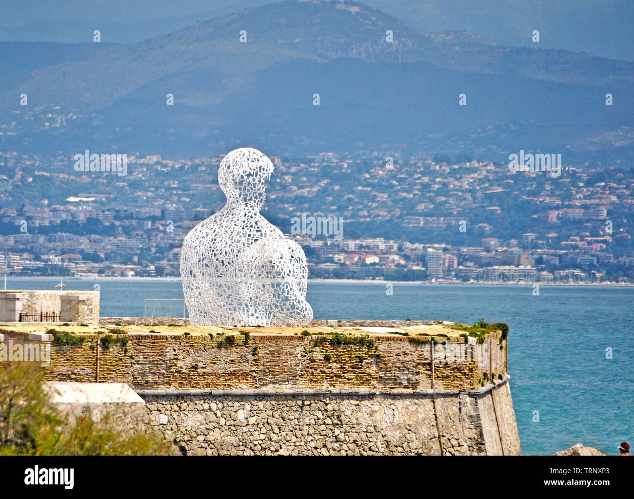 Antibes, France - 16 juin 2014 : Nomade par Jaume Plensa, Bastion Saint Jaume Banque D'Images