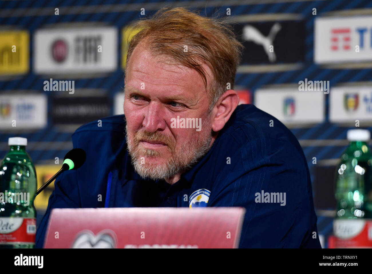 L'entraîneur-chef Robert Prosinecki Bosnie Erzegovina Ed au cours de la conférence de presse avant le match entre l'ITALIE ET LA BOSNIE ERZEGOVINA ED au Juventus Stadium le 10 juin , 2019 à Turin, Italie. Banque D'Images