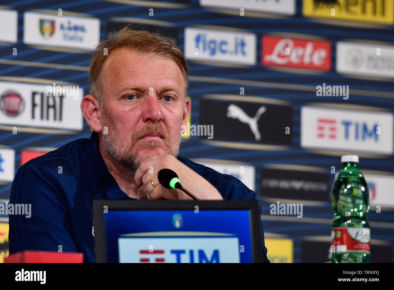 L'entraîneur-chef Robert Prosinecki Bosnie Erzegovina Ed au cours de la conférence de presse avant le match entre l'ITALIE ET LA BOSNIE ERZEGOVINA ED au Juventus Stadium le 10 juin , 2019 à Turin, Italie. Banque D'Images