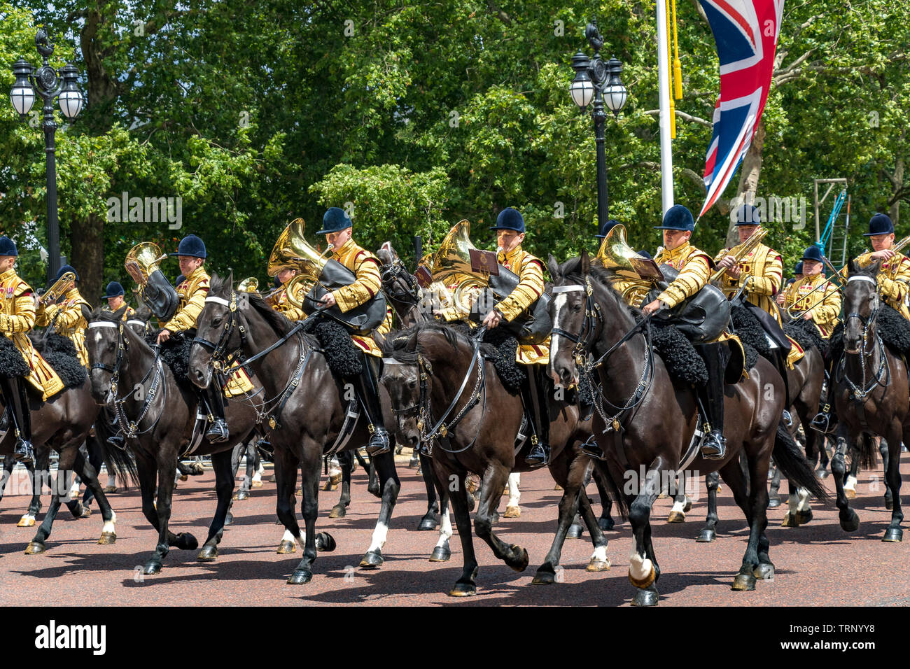 The Mounted Band of the Household Cavalry on the Mall at the Trooping the Color Ceremony , Londres UK , 2019 Banque D'Images