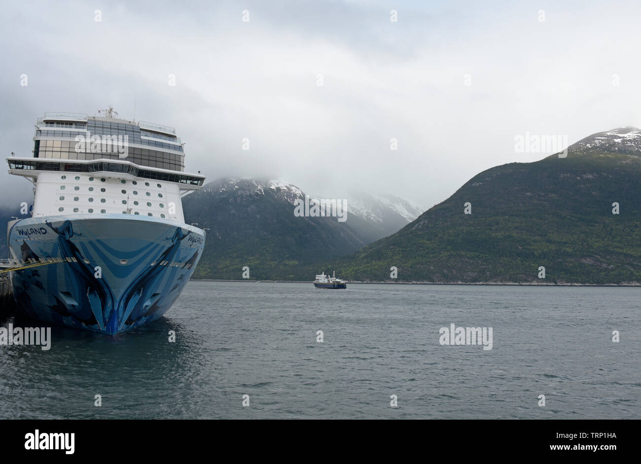 Alaska ferry, bateau de croisière, Skagway, Lynn Canal, le sud-est de l'Alaska (Alaska) Banque D'Images