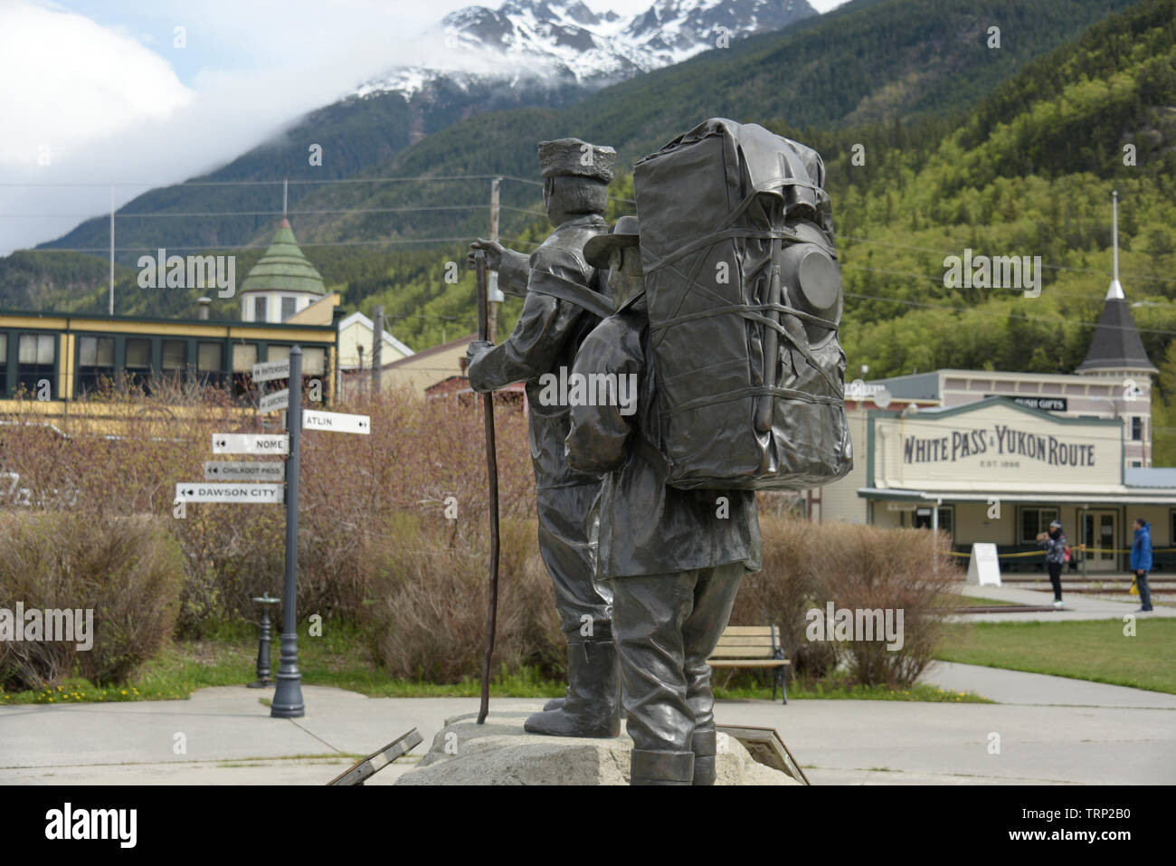 Statue du centenaire, Skagway, Alaska, le sud-est de l'Alaska, USA Banque D'Images