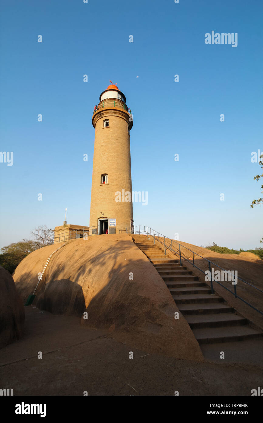 Leuchtturm ; Mahabalipuram Mamallapuram ; Tamil Nadu Inde ; Banque D'Images