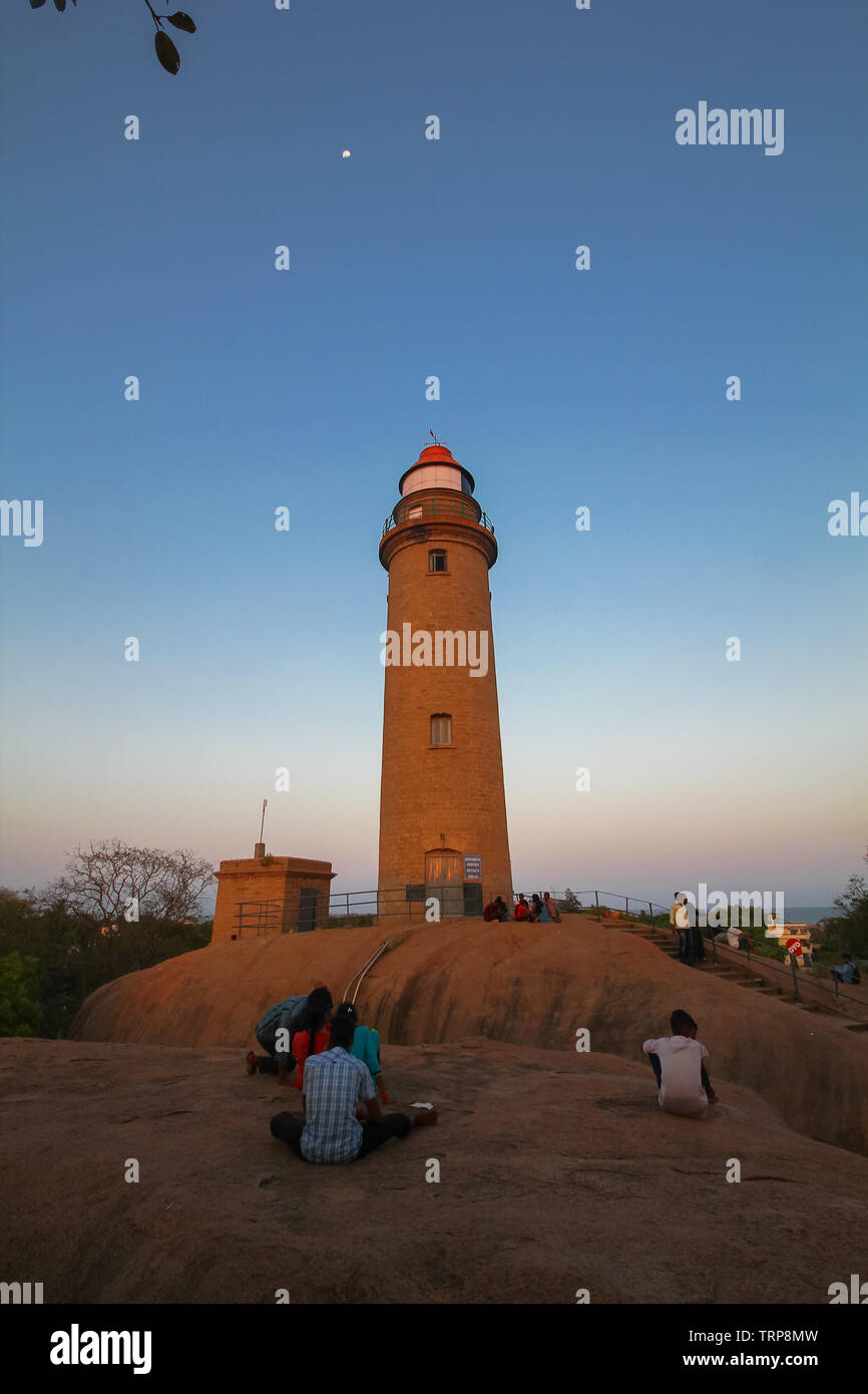 Leuchtturm ; Mahabalipuram Mamallapuram ; Tamil Nadu Inde ; Banque D'Images