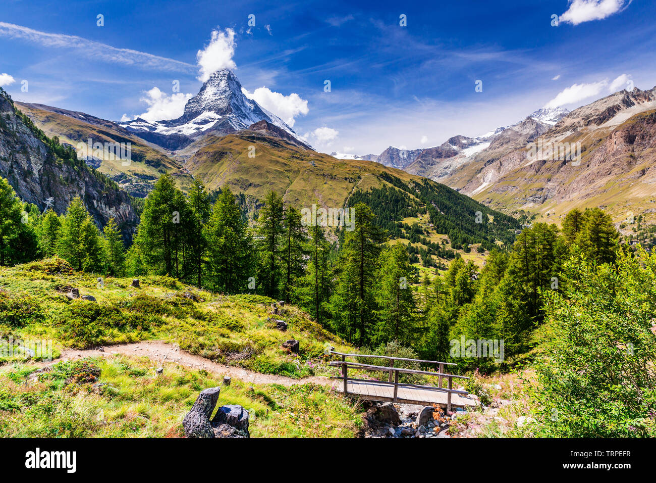 Zermatt, Suisse. Paysage de montagne avec le Matterhorn peak. Banque D'Images