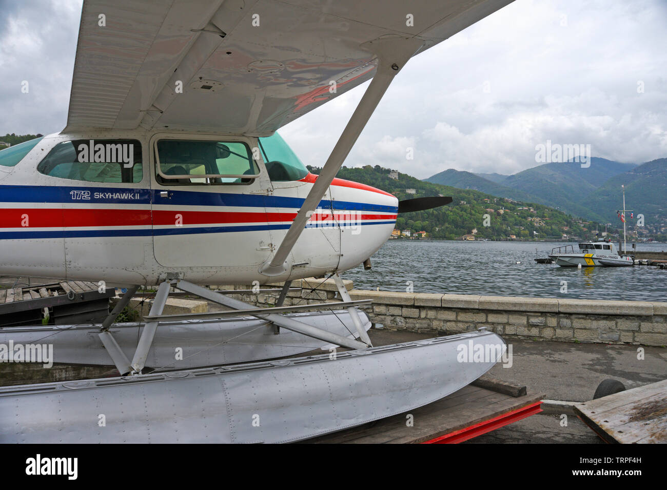 Hydravion Cessna Como Aero Club, Lake Como, Como, Italie Banque D'Images