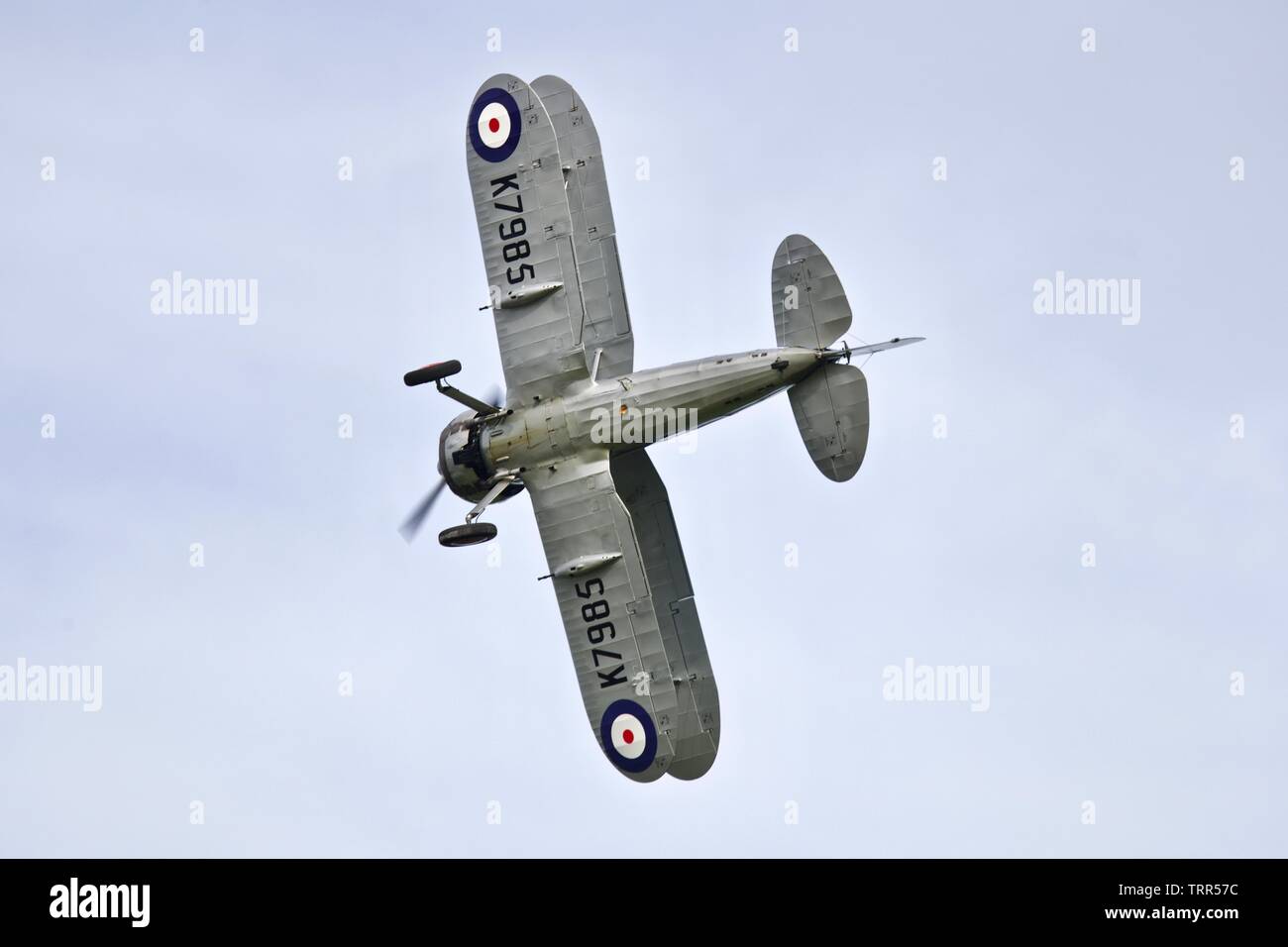 Gloster Gladiator 1938 partie de la Shuttleworth Collection à l'affiche 2019 du Festival de l'air à Old Warden Banque D'Images