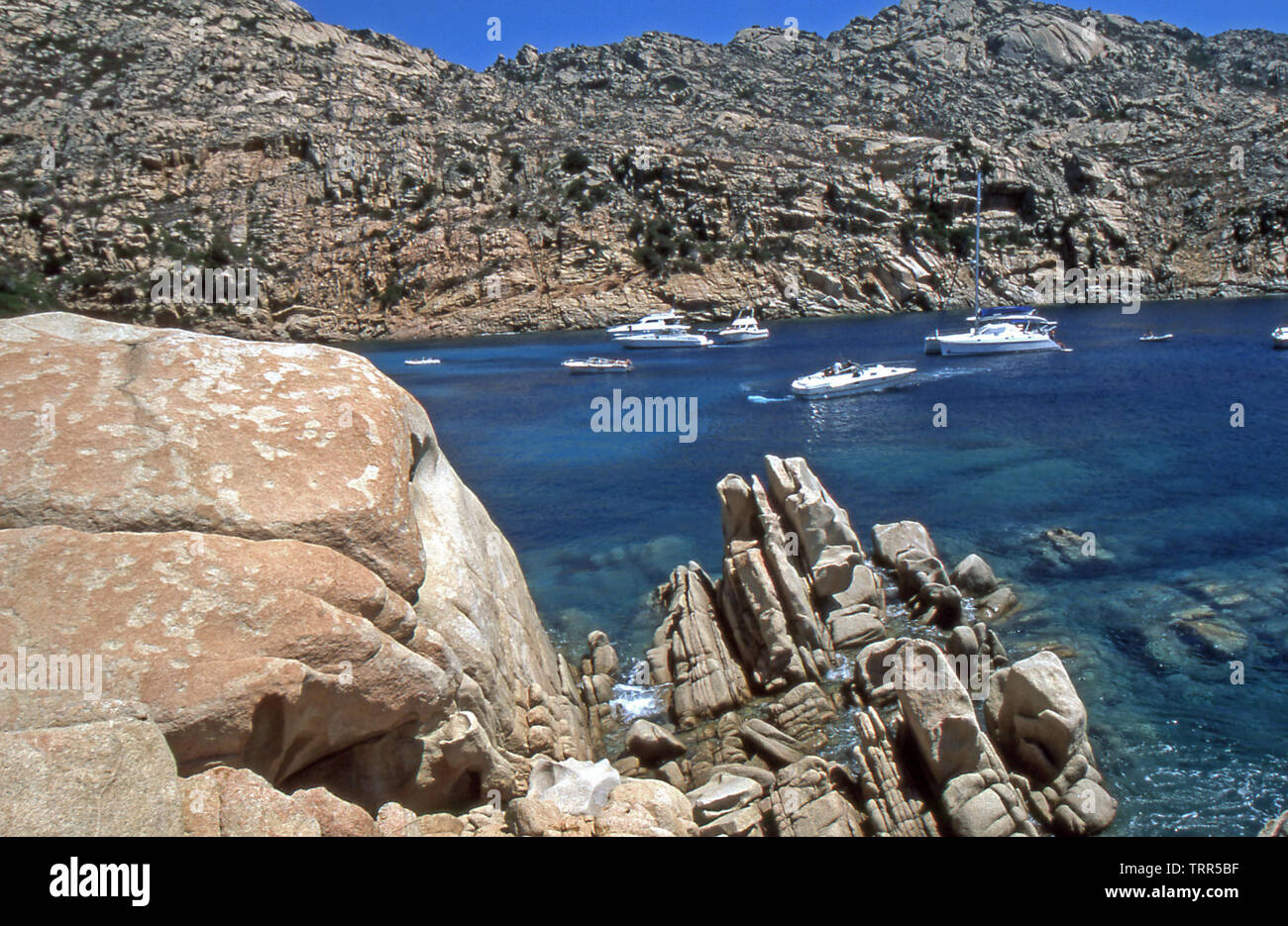 L'archipel de La Maddalena, en Sardaigne, Italie. L'île de Caprera (tirée de film Dia Fujichrome Velvia) Banque D'Images