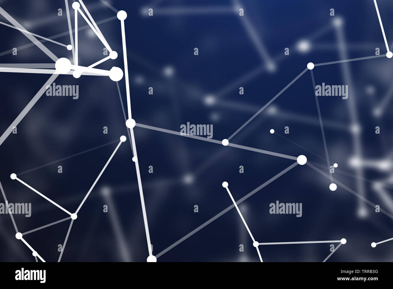 Blockchain , Réseau , de l'apprentissage automatique et l'apprentissage en profondeur le concept des réseaux de neurones. Connexion bleu distribué atom avec fond noir , 3d renderi Banque D'Images