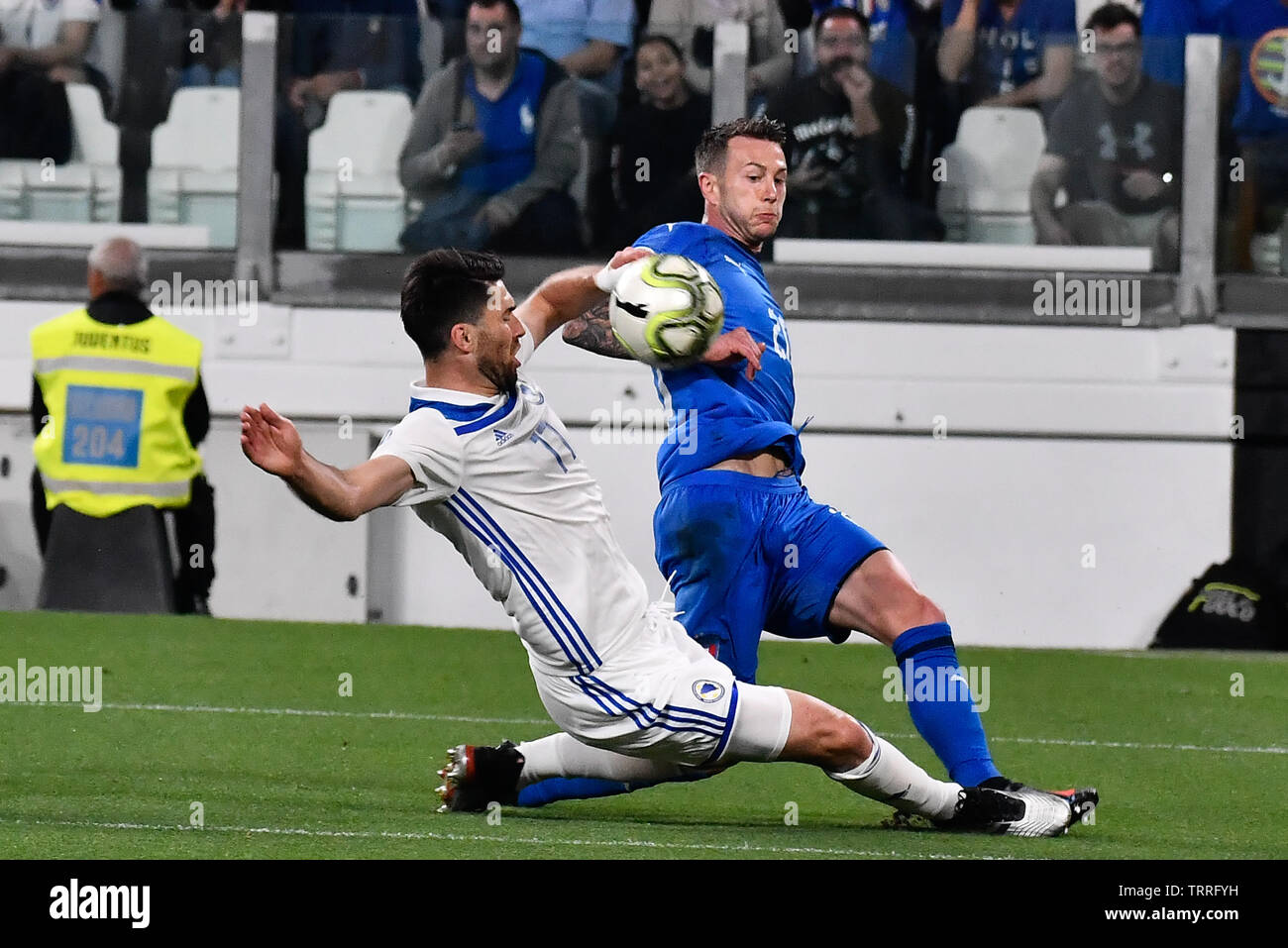 Federico Bernardeschi (Italia) au cours de l'entre ITALIA ET LA BOSNIE ERZEGOVINA ED au Juventus Stadium le 11 juin , 2019 à Turin, Italie. Banque D'Images