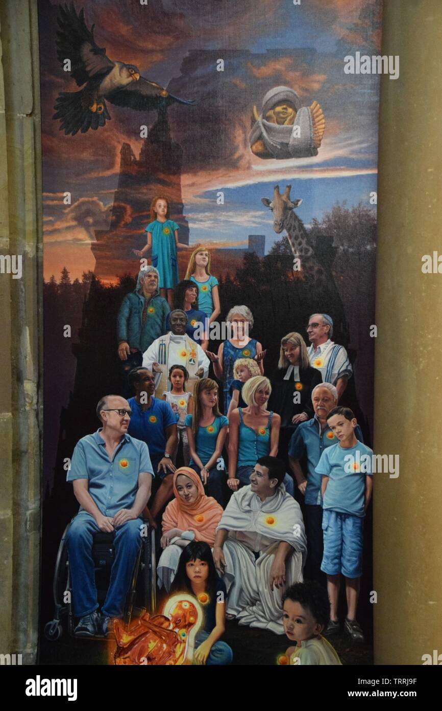 Une peinture dans la cathédrale de Strasbourg Banque D'Images