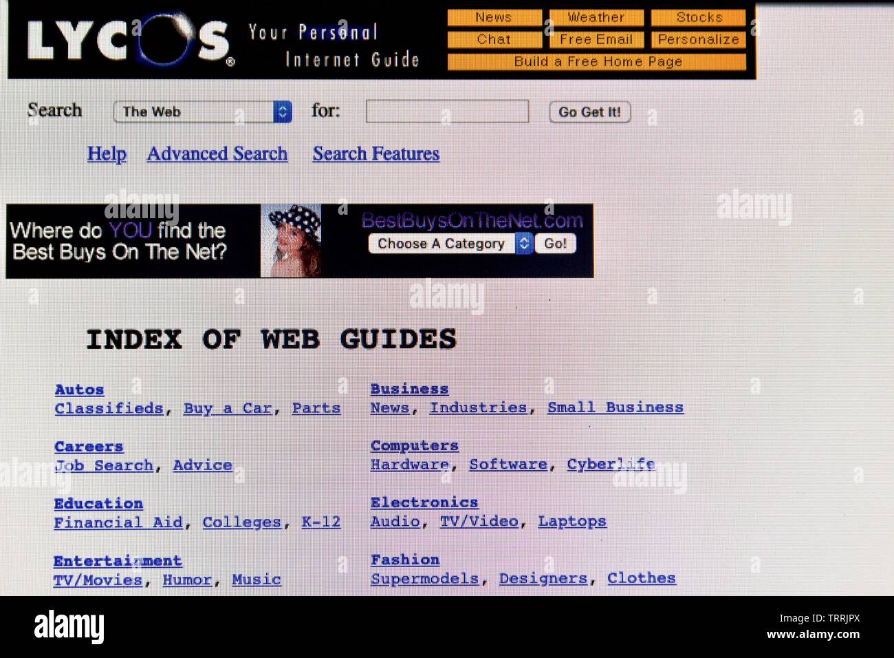 Lycos est un moteur de recherche qui était populaire dans les années 90 Banque D'Images