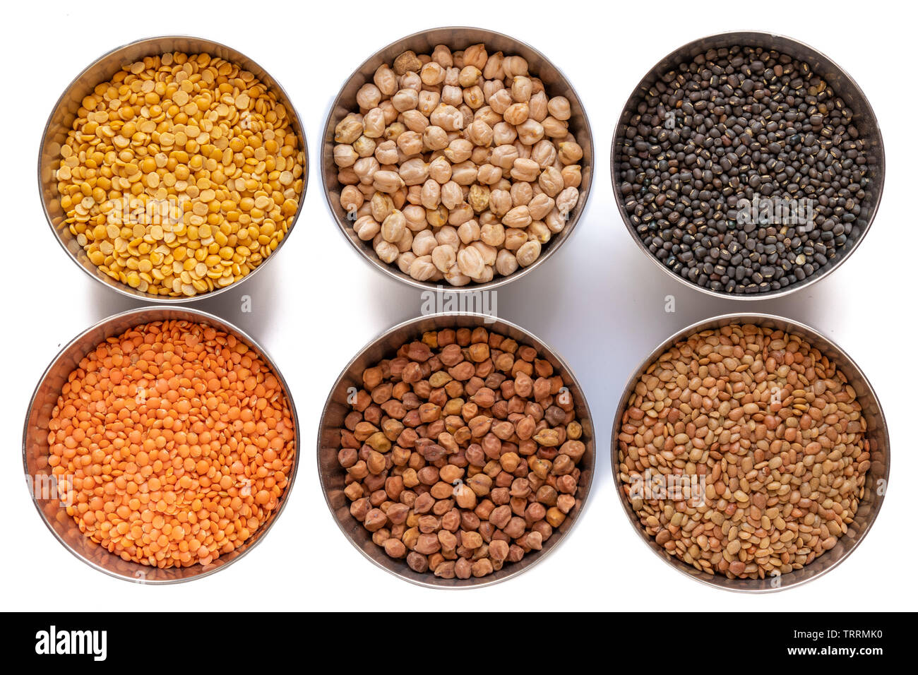 Le pois chiche (Channa) / Le Masoor dal (lentilles rouges) / Split Split) Pois chiche (Channa gram noir / noir / lentille (urad) / Garbanzo (Kabuli Channa) / Cheval Banque D'Images