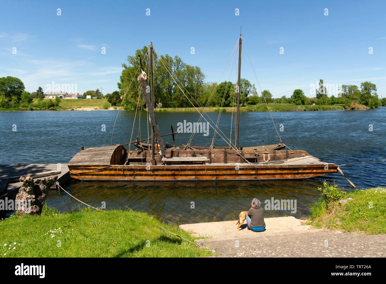 Indre-et-Loire (37), Savonnieres // France. Indre et Loire. Bateau traditionnel sur les rives du Cher. Banque D'Images