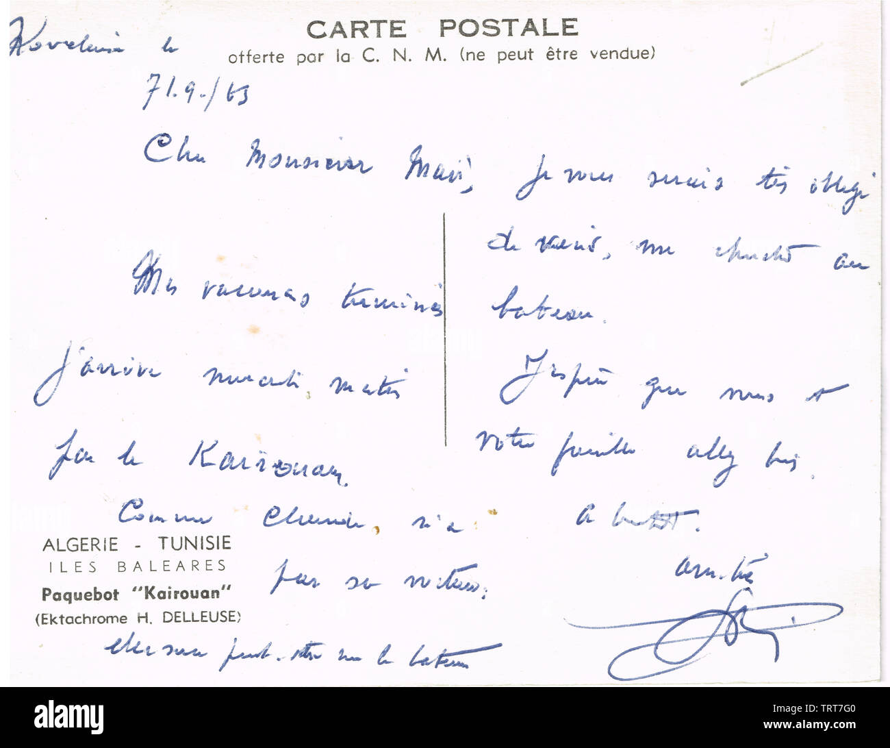 Paquebot français "Kairouan", de promotion de la carte postale 60s Photo  Stock - Alamy
