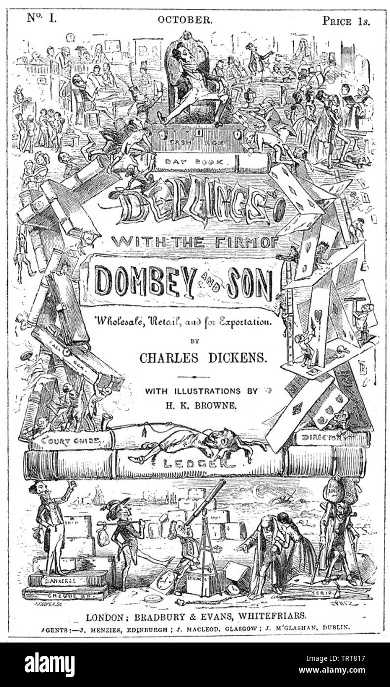 L'enrubanneuse Maison Dombais et Fils de la première édition de série en 1846 du roman de Charles Dickens Banque D'Images