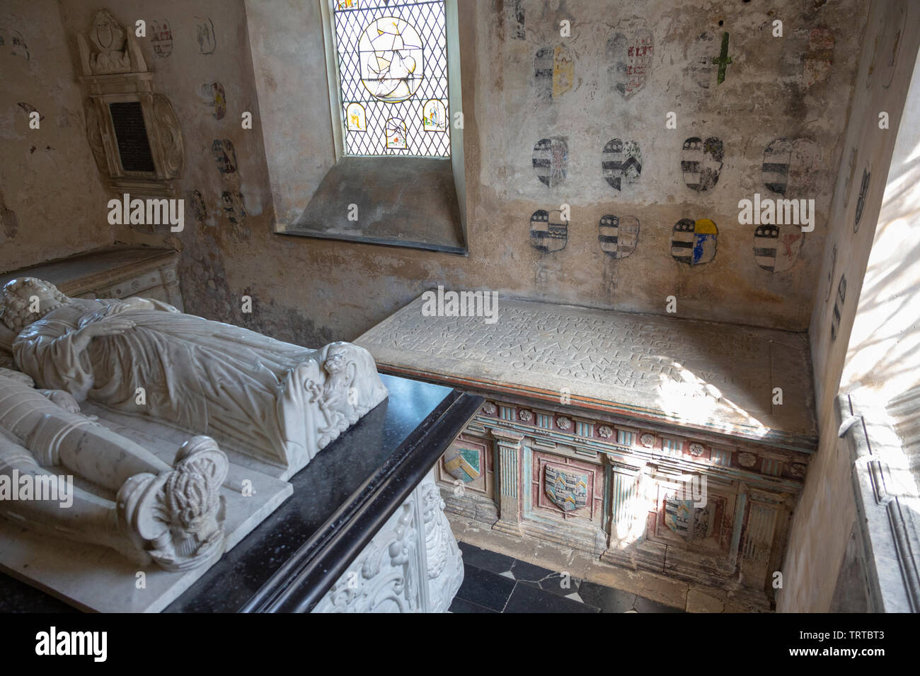 Farleigh Hungerford castle, Somerset, England, UK Hungerford tombes familiales dans la chapelle nord Banque D'Images