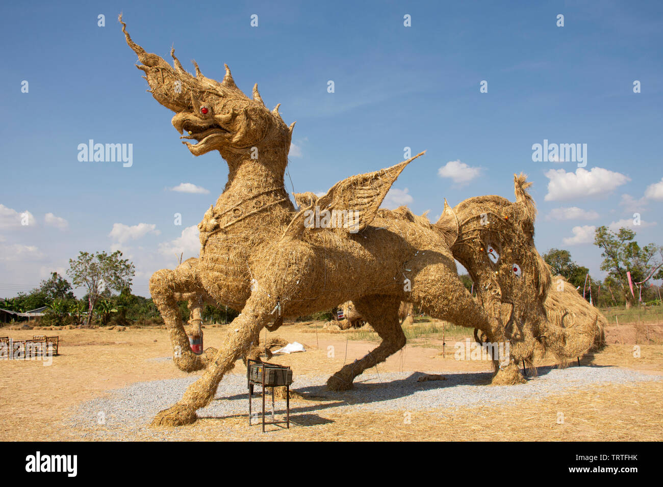 Les marionnettes de paille ou paillettes man figure Festival pour les thaïlandais et étrangers à visiter voyage voyageur Mahasarakham City le 11 janvier 2019 dans Maha Sarakha Banque D'Images