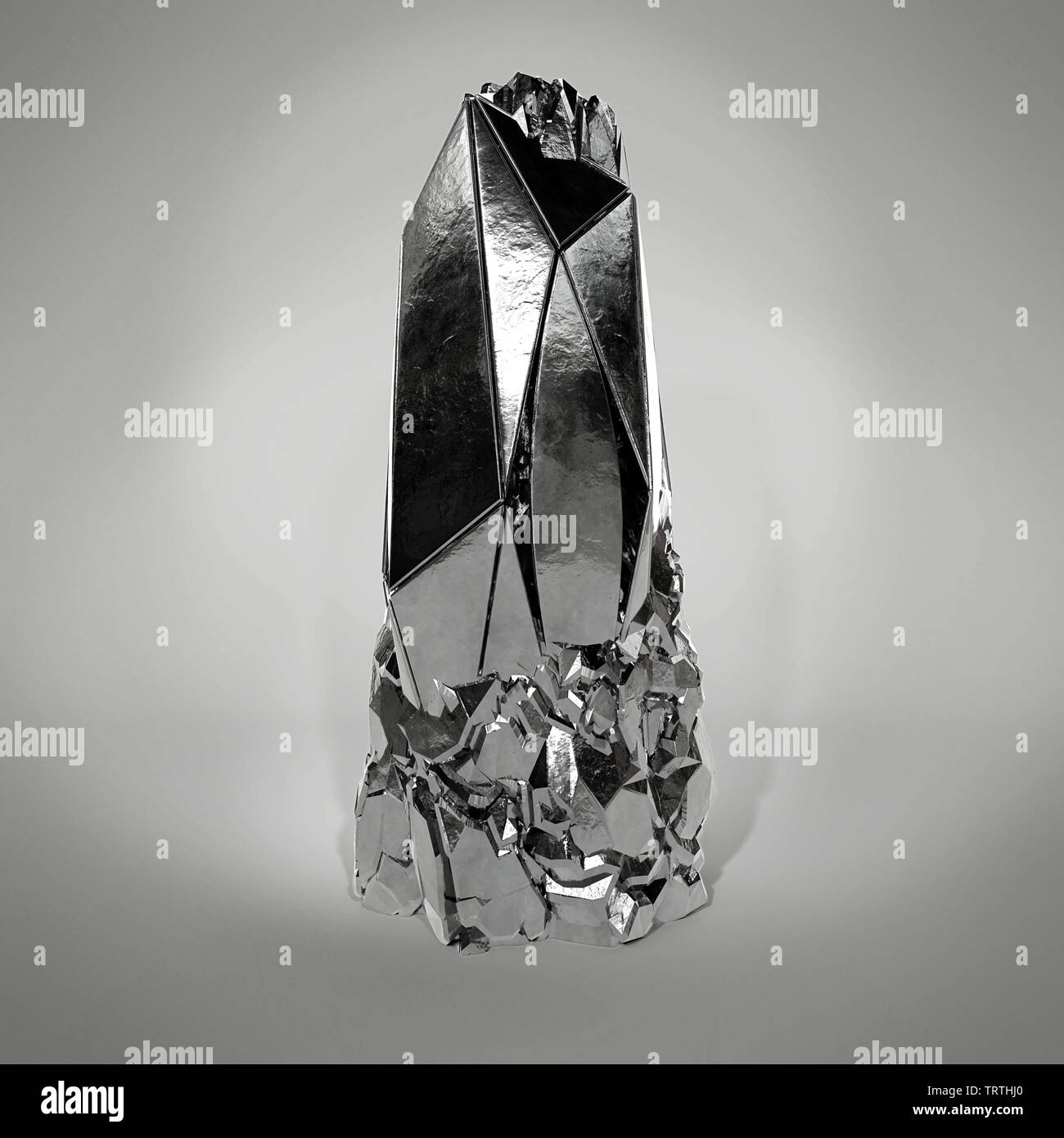 Monolithe en acier, métal en forme abstraite bloc sur fond blanc Banque D'Images