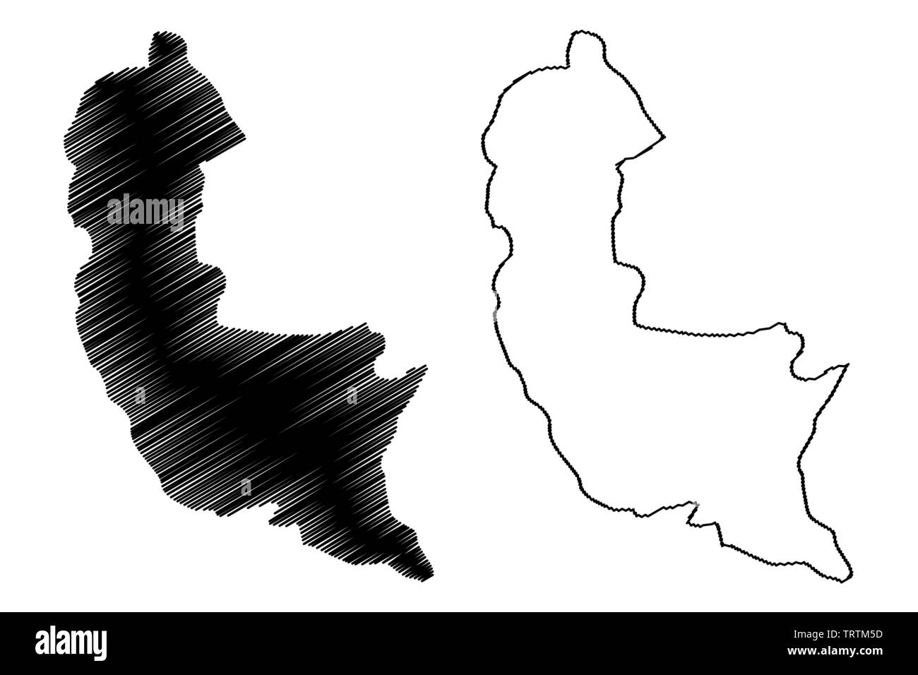 Liège Province, Sri Lanka (divisions administratives, République socialiste démocratique de Sri Lanka, de Ceylan) map vector illustration, scribble sket Illustration de Vecteur