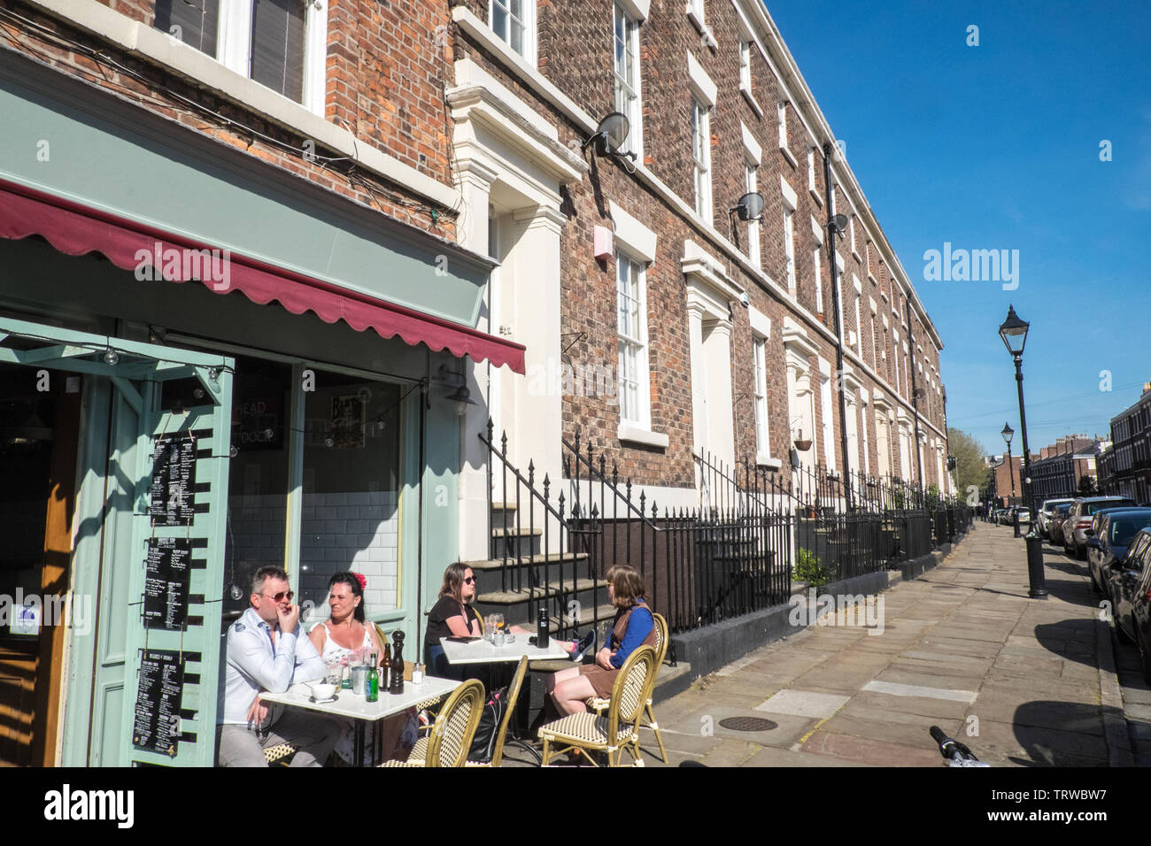 Le trimestre,Italien,restaurant,café,alimentation,coin,hors,Falkner Street, Liverpool, Merseyside,Angleterre,EN,FR,UK,Grande Bretagne,Bretagne,Europe, Banque D'Images