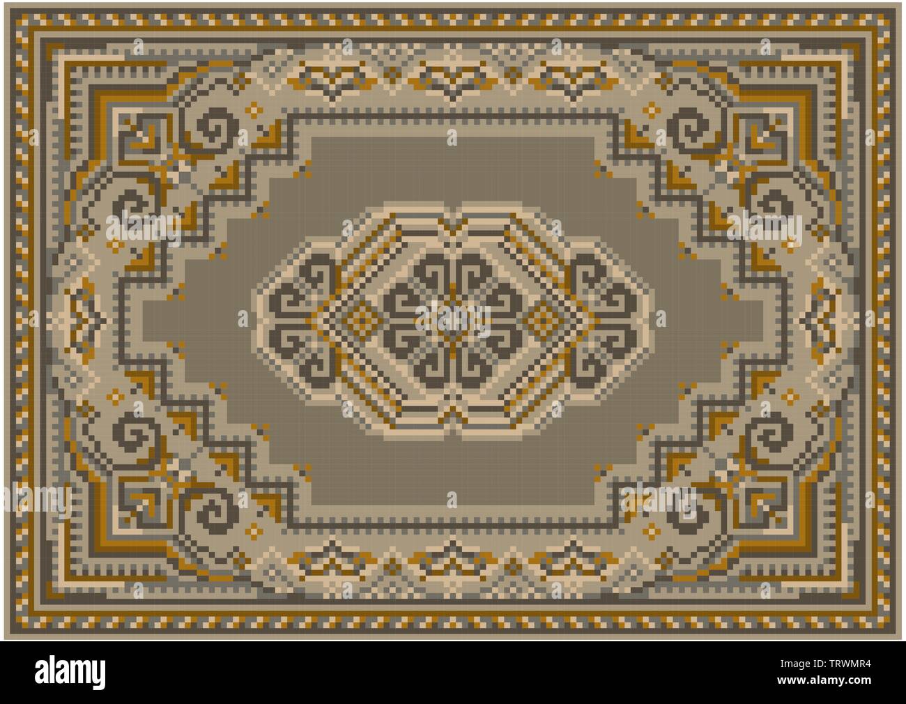 Tapis de luxe Vintage dans les tons beige et marron avec motif sur un champ beige dans le centre Illustration de Vecteur