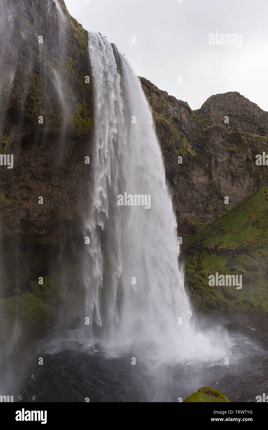 Cascade de SELJALANDSFOSS, ISLANDE - sur la côte sud, sur Seljalands River. Banque D'Images