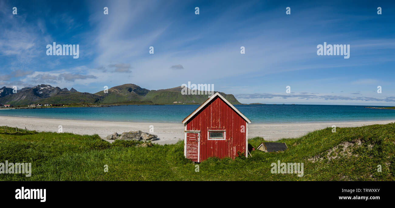 Ramberg plage, îles Lofoten, Norvège. Banque D'Images