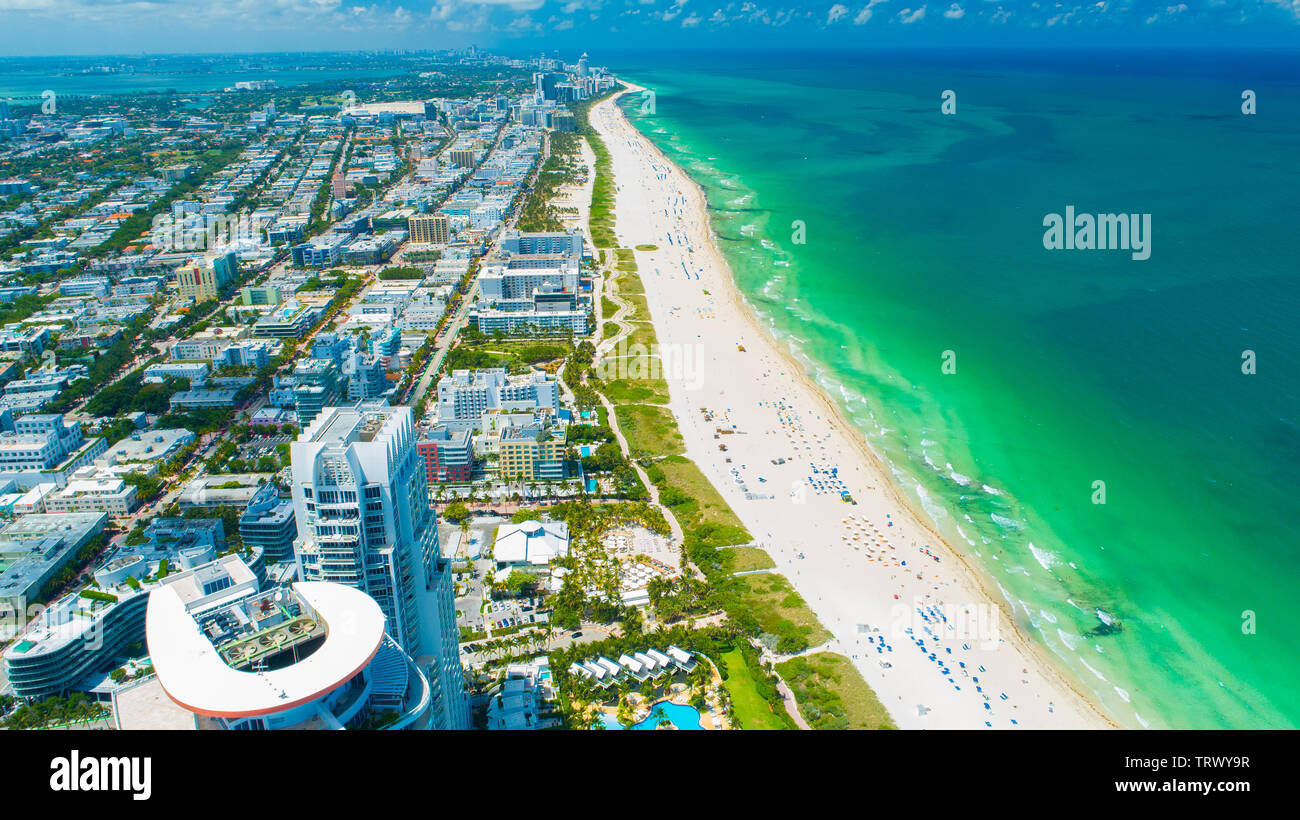 Vue aérienne de South Beach. Miami Beach. La Floride. USA. Banque D'Images