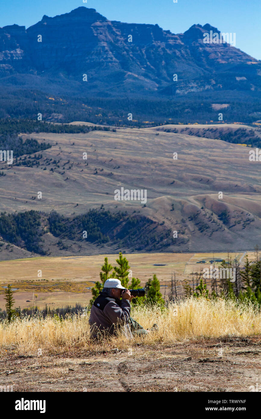 Photographes de l'atelier photo, Ranch, Wyoming Absaroka, tenue chaque automne. Banque D'Images