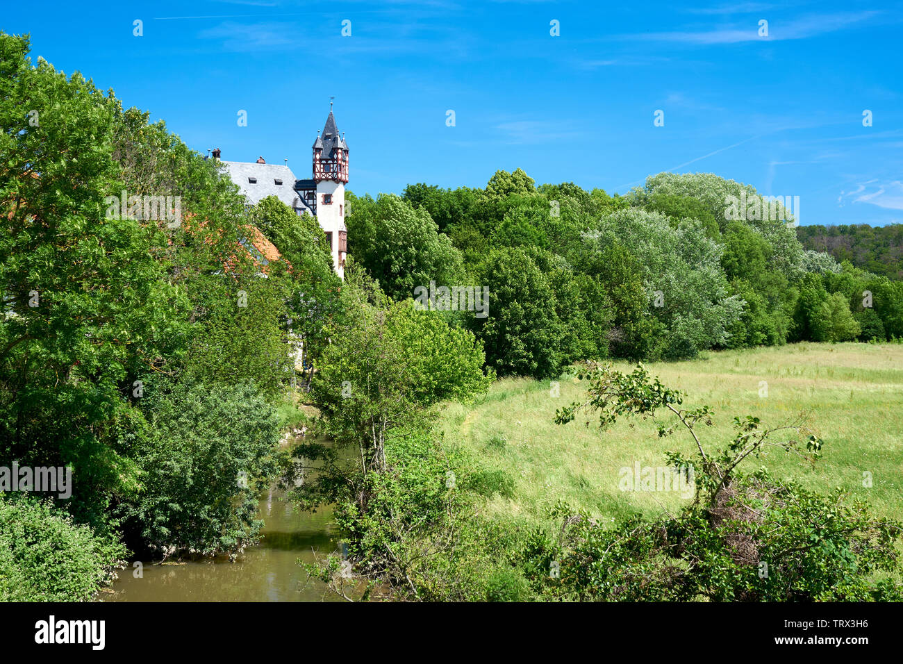 Le nouveau château de Büdesheim sur la rivière Nidder en Allemagne Banque D'Images