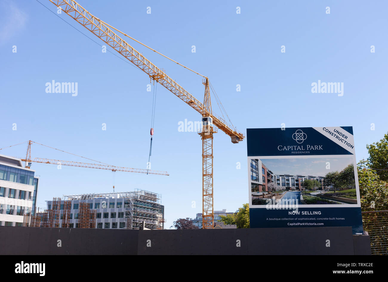 La Capital Park Residences en construction, Victoria BC Canada. Banque D'Images