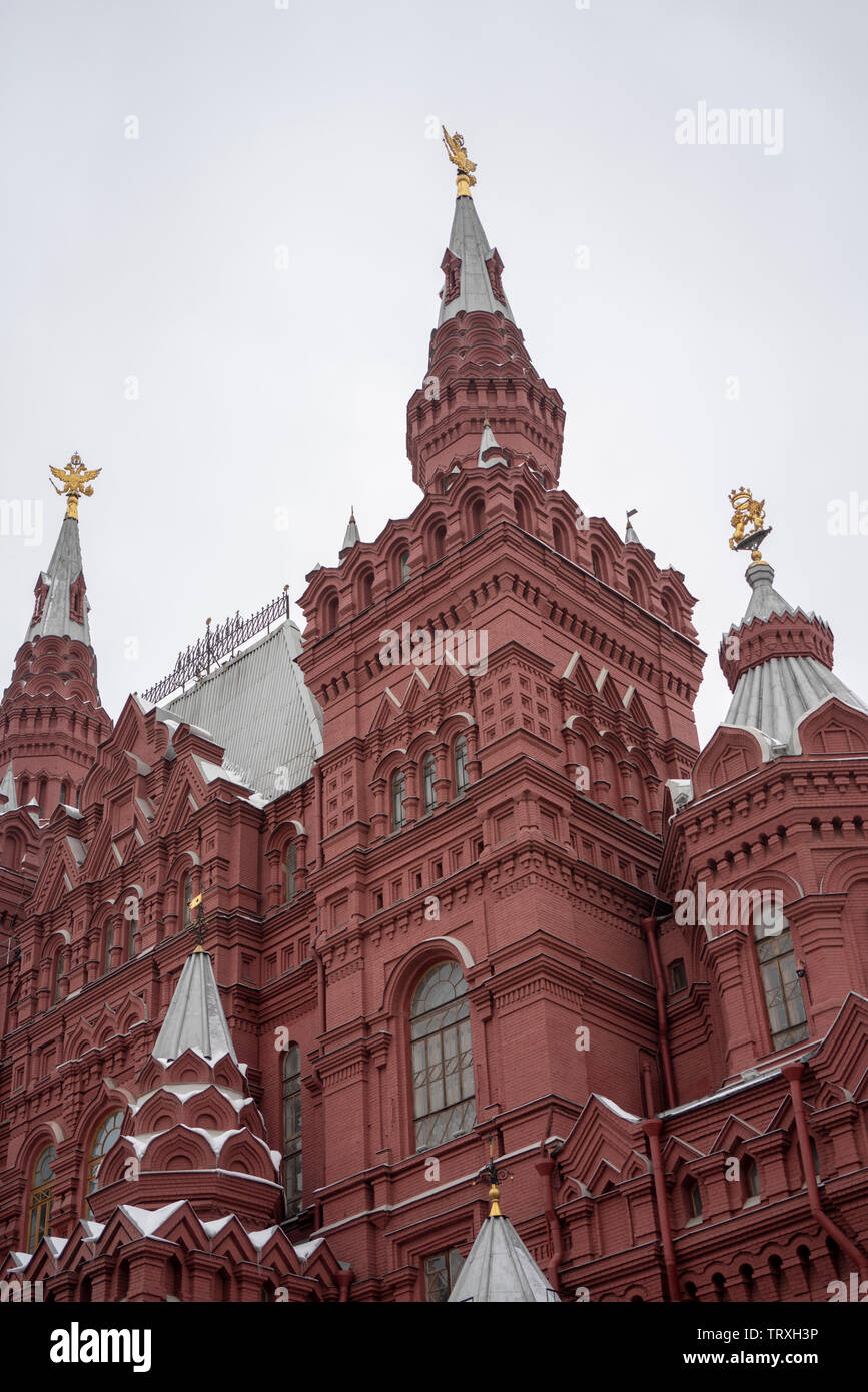Moscou, Russie, 15, Février, 2019 : la place rouge des bâtiments historiques, voir l'état de musée historique en hiver. Banque D'Images