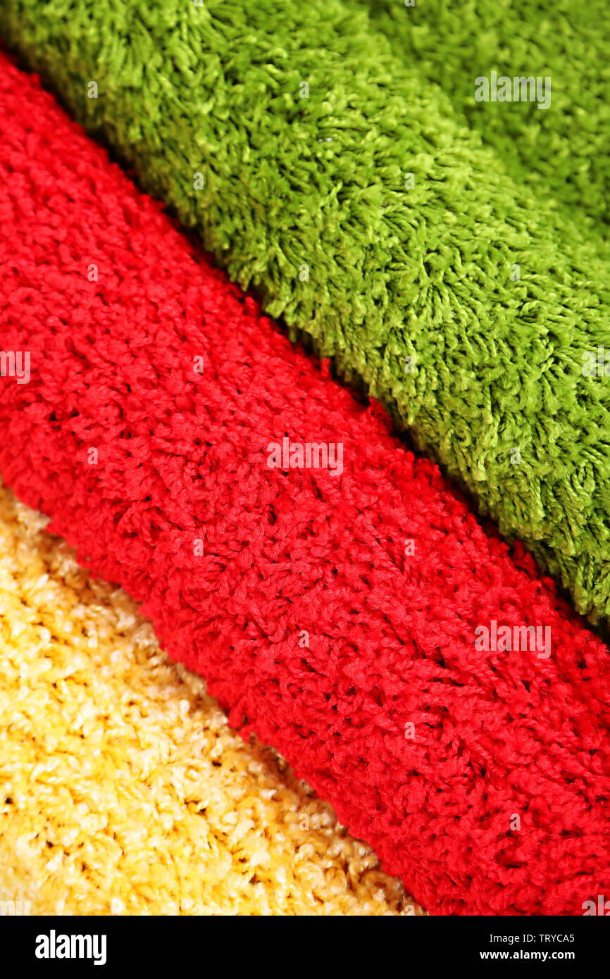 Beaucoup de tapis de différentes couleurs close-up Banque D'Images