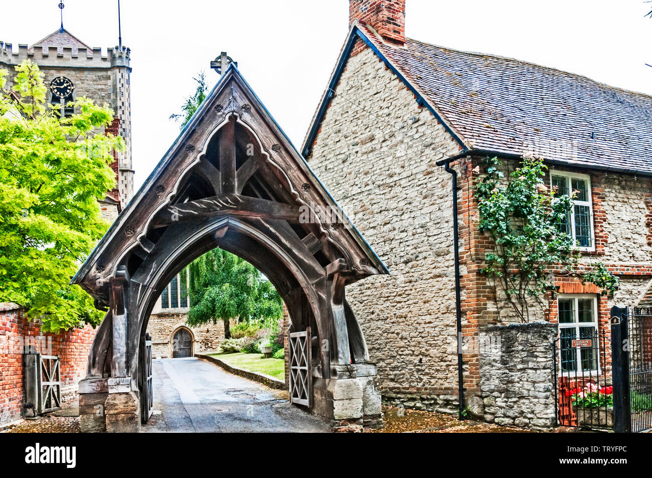 Dorchester on Thames, Oxfordshire (Angleterre) : l'Église et de l'enclos paroissial Banque D'Images