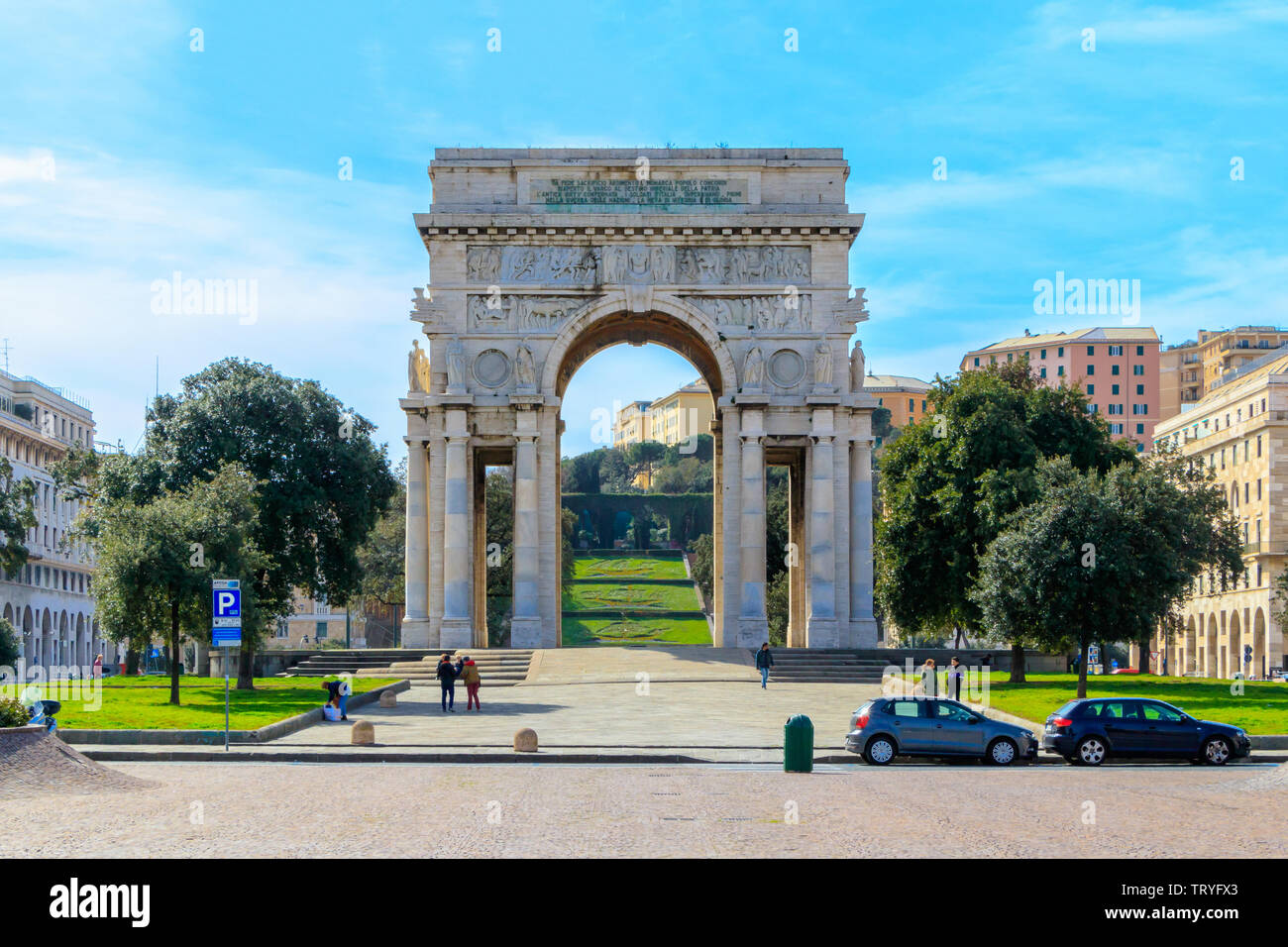 Gênes, Italie - 9 mars 2019 : l'Arco della Vittoria également connu sous le nom de Monumento ai Caduti à Gênes, Italie Banque D'Images