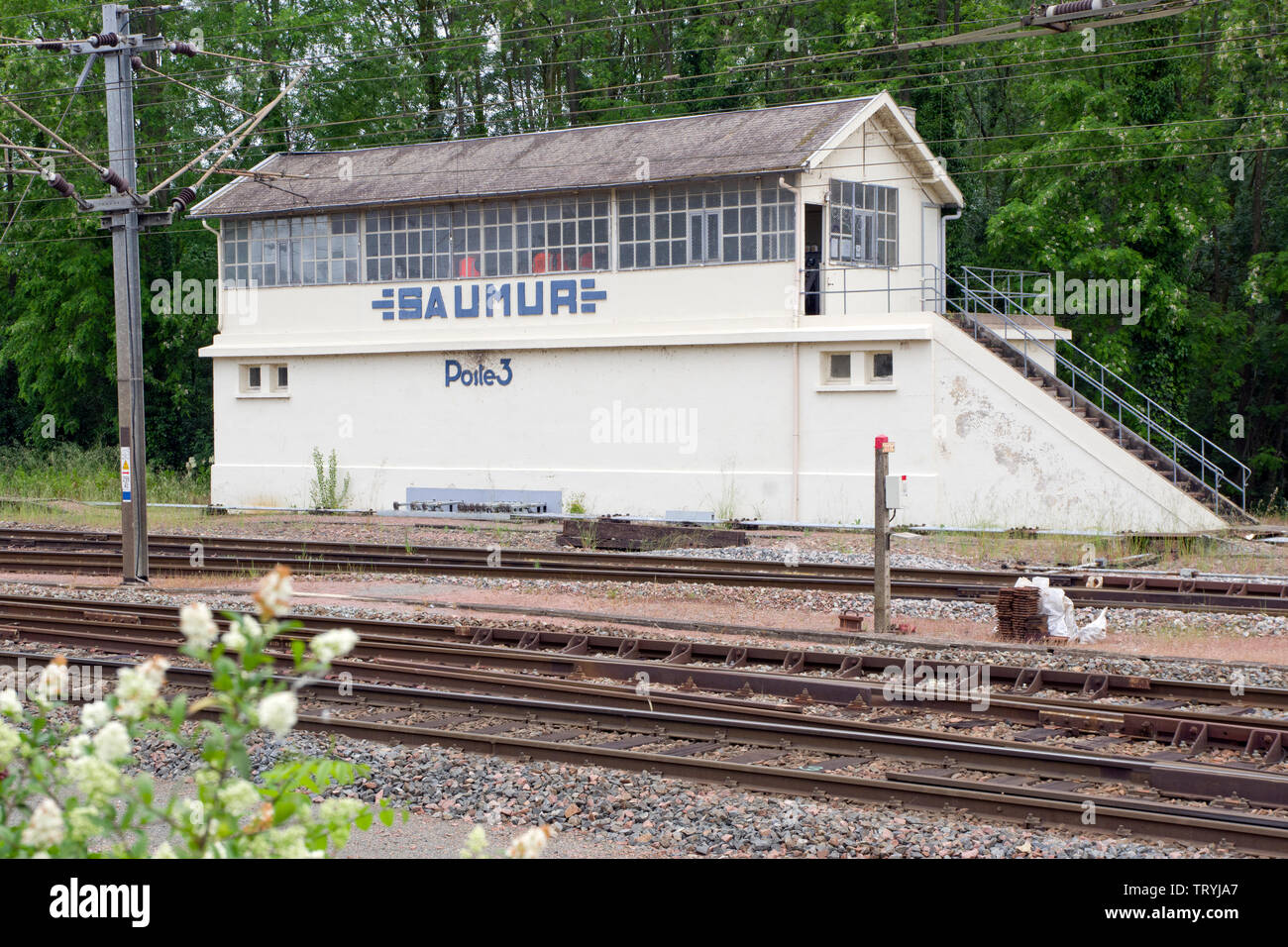 Signal ferroviaire fort Saumur Poste 3 SNCF Banque D'Images