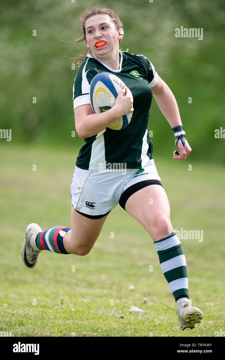 Wilts & Dorset Women's v RFU RFU femmes Somerset Sun, 12 mai 2019. RFU de WARMINSTER, Wiltshire, Angleterre. Banque D'Images