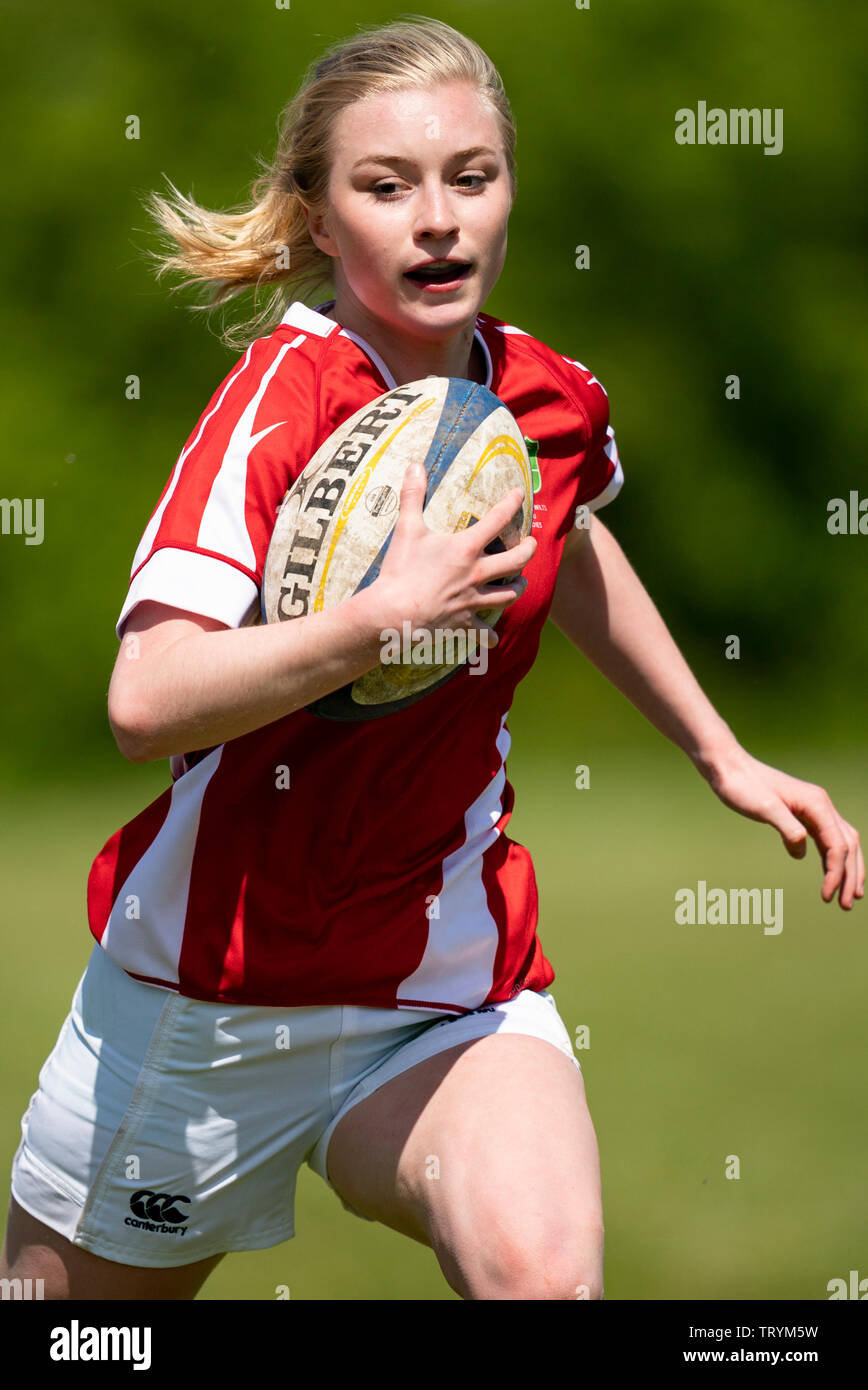 Wilts & Dorset Women's v RFU RFU femmes Somerset Sun, 12 mai 2019. RFU de WARMINSTER, Wiltshire, Angleterre. Banque D'Images