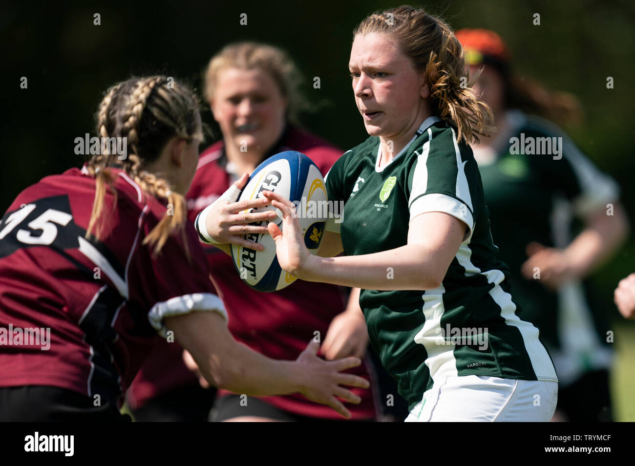 Wilts & Dorset Women's v RFU RFU femmes Somerset Sun, 12 mai 2019. RFU de WARMINSTER, Wiltshire, Angleterre. Banque D'Images