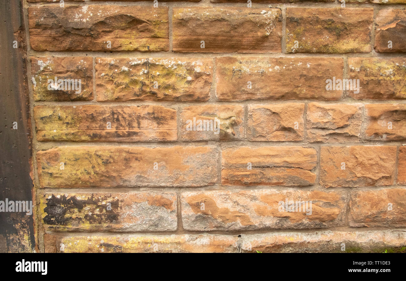 Close up of orange brown stone wall, Édimbourg, Écosse, Royaume-Uni Banque D'Images