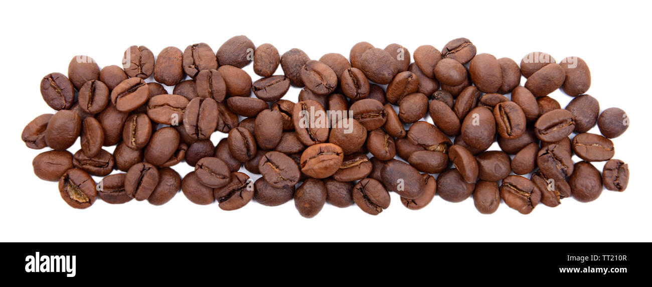 Moins de grains de café isolated on white Banque D'Images