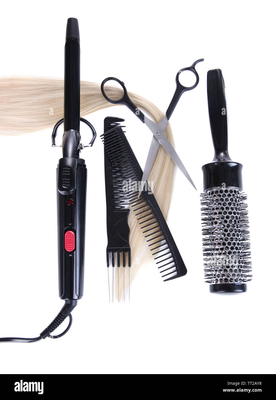 Outils de coiffure professionnel isolated on white Banque D'Images