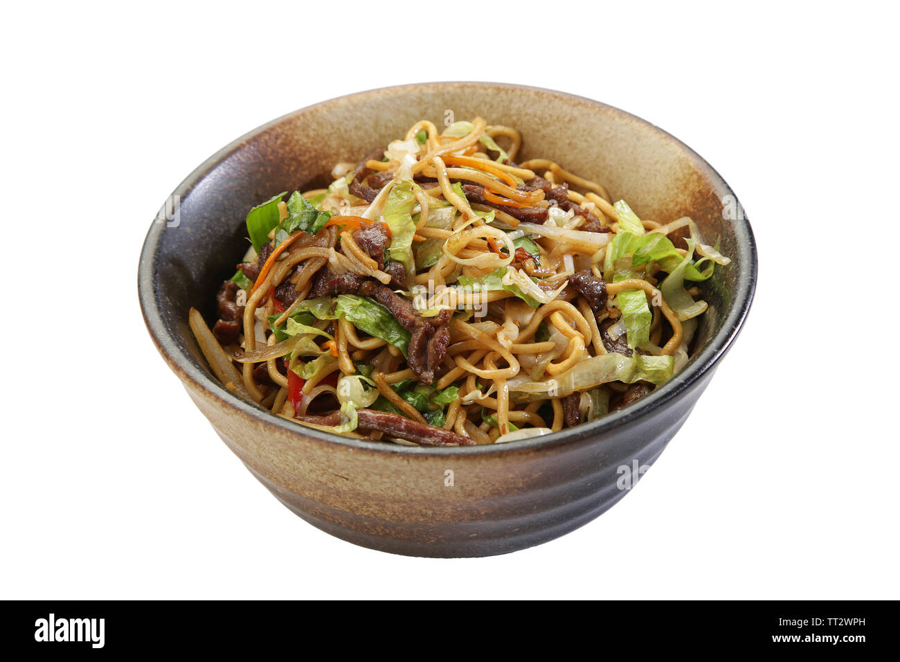 Boeuf Porc style asiatique isolé sur fond blanc Banque D'Images