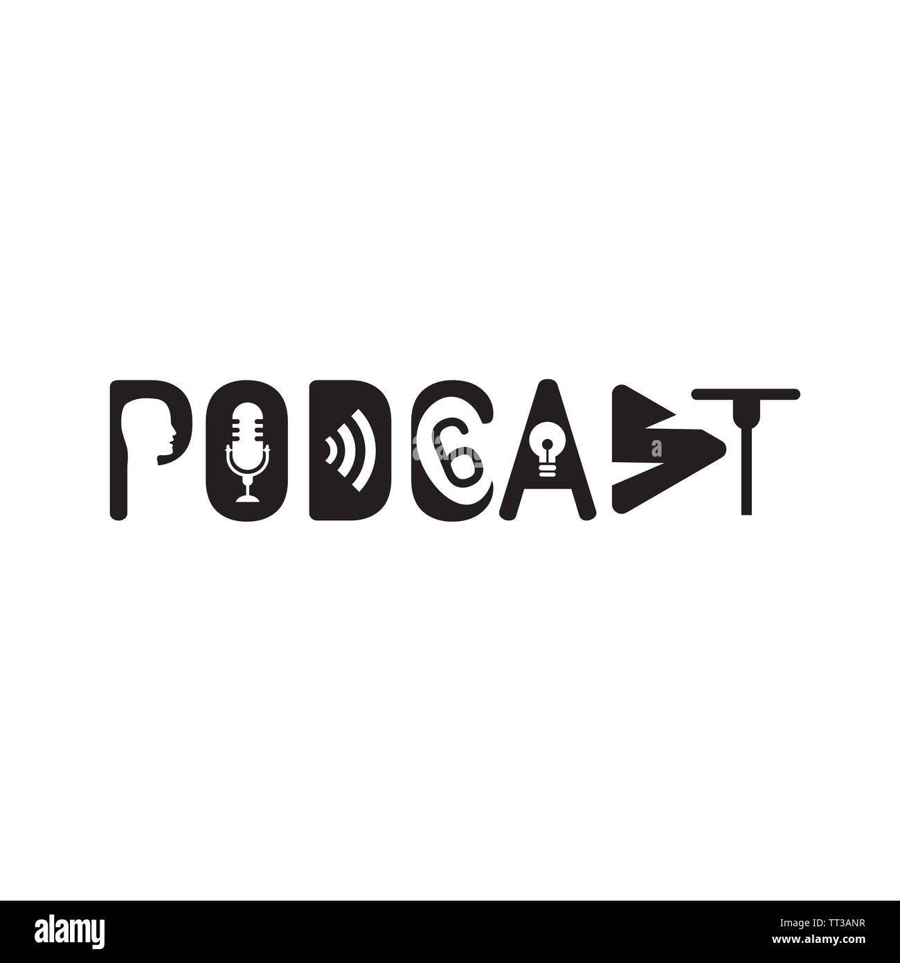 Logo ou une icône podcast avec fond blanc,vector graphic Banque D'Images