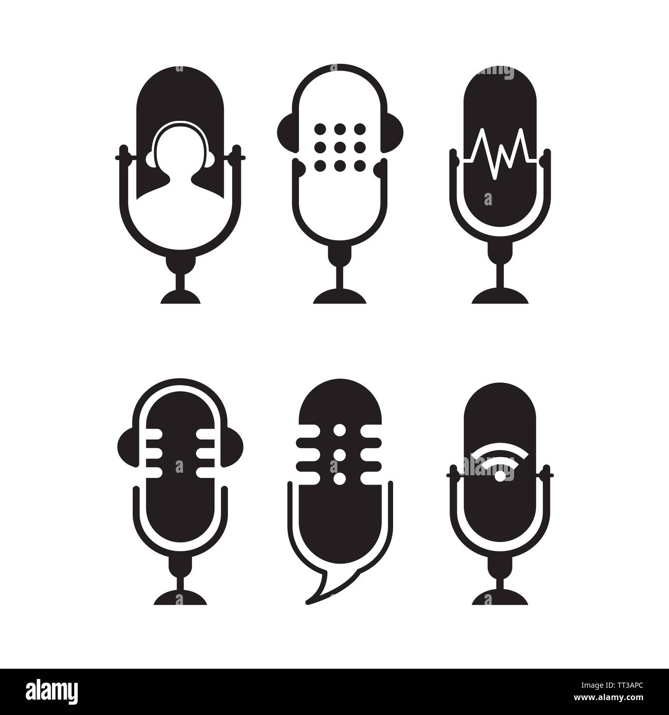 Logo ou une icône podcast avec fond blanc,vector graphic Banque D'Images