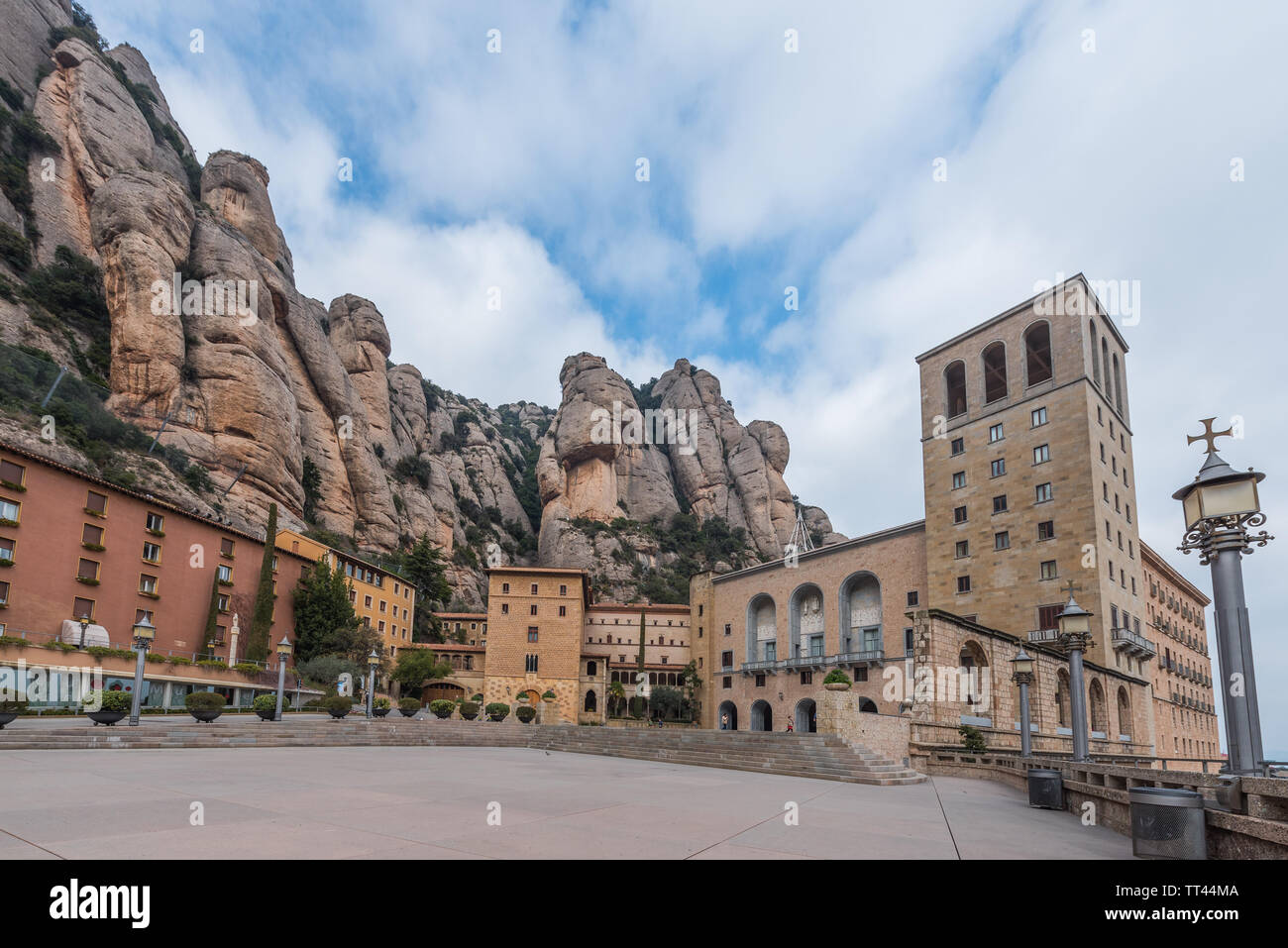 L'Abbaye de Santa Maria de Montserrat à Monistrol de Montserrat, en Catalogne, Espagne. Banque D'Images