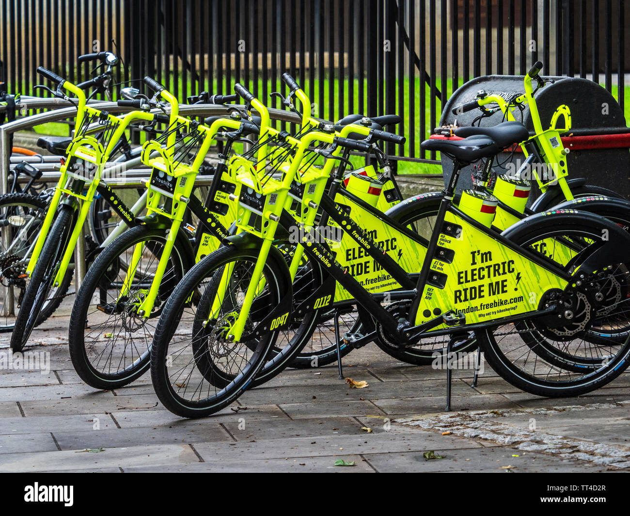 Freebike freebike - Londres vélos location de vélos électriques dans la ville de Londres. Jun 2019 Freebike lancé - 10 premières minutes gratuites, puis 1p par minute. Banque D'Images